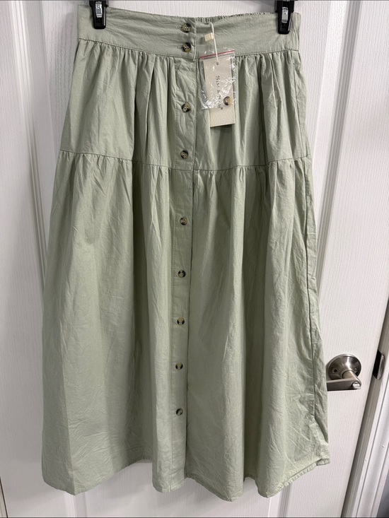 Sim & Sam Dresses & Skirts - Sim & Sam Coquette Versatile  Gathered Button-Front Midi Skirt in Sage Green
